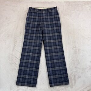 Vintage‎ J Press Trouser Pants in Blue Grey Plaid 100% Wool Men 30x30 Tweed USA